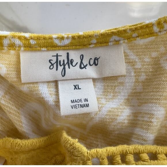 Style & Co & Merona Tank Top Bundle XL Yellow, White/Blue V-Neck Bohemian Summer - Picture 10 of 16